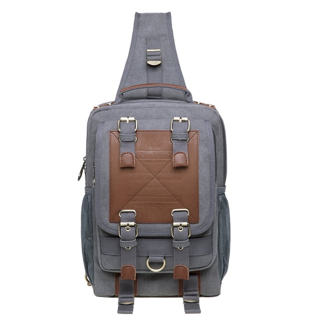 KAUKKO Canvas Messenger Bag Cross Body Shoulder Sling Backpack Travel Senderismo Chest Bag KAUKKO FD252-3-Grey