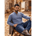 thumbnail image 6 of JWD Mens Long Sleeve Henley Shirt Casual Button Neck T Shirt with Chest Pocket Navy Blue S, 6 of 8