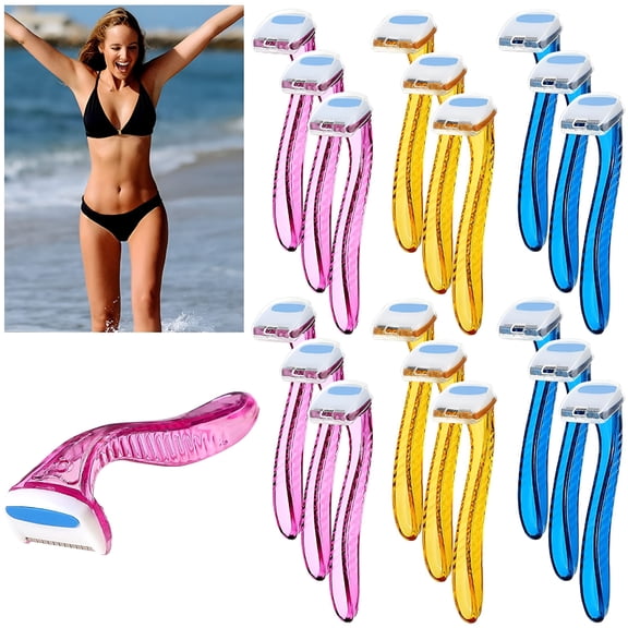 RAGUPEL 18 Pieces Women's Razor Bikini Trimmer Durable Travel Accessories Women Razors Shaver Pubic Hair Removal Beauty Razor T-Type Razor for Body Cosmetic Tool