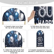1Pcs 80th Birthday Arch Door Cover Decoration 5.2x1.9FT Navy Blue and Silver Themed for Birthday Party Supplies, Happy 80 Years Old Photo Booth Backdrop Wall Decor for Celebration