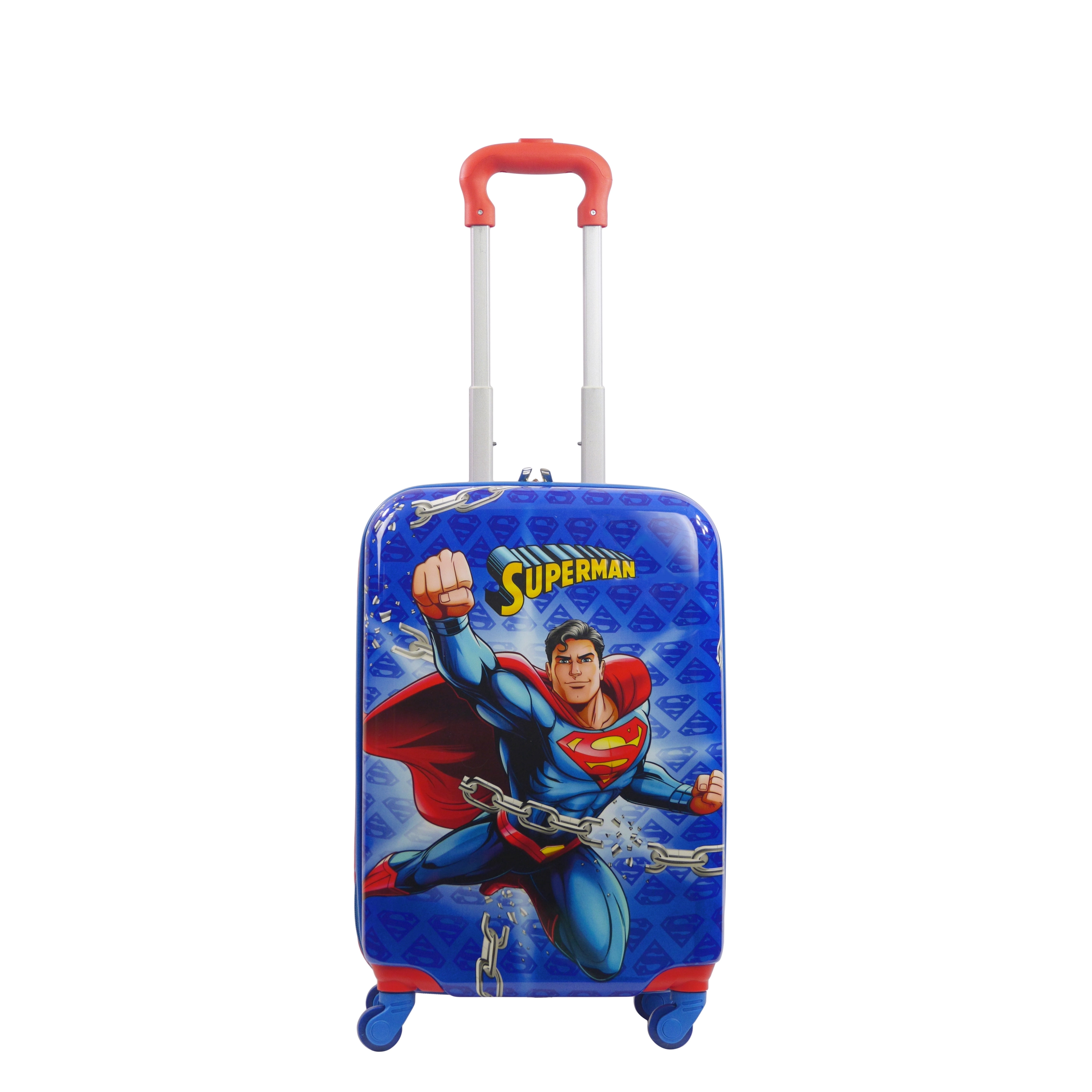 Superman 20.5 Inch Carry On Rolling Luggage, Hardshell Suitcase with Spinner Wheels, Blue