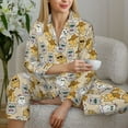 thumbnail image 6 of Pofeuu Music Dancing Cat Print Womens Pajamas Set Long Sleeve Sleepwear Button Down Nightwear Soft Pj Lounge Sets Button Down Pajamas Women-XX-Large, 6 of 7