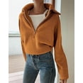 thumbnail image 3 of FreshPretty Women’s Casual Long Sleeve Half Zip Pullover Sweaters Solid V Neck Collar Ribbed Knitted Loose Slouchy Jumper Tops, 3 of 7