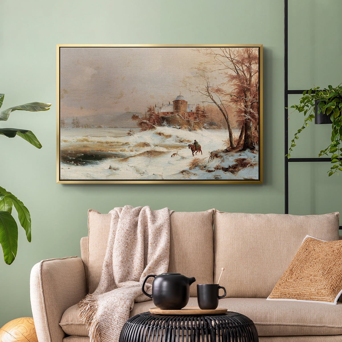 Vintage Landscape-CDIV By Wexford Home Framed in Gold Wood Gallery Wrapped Canvas 25 in. x 37 in.