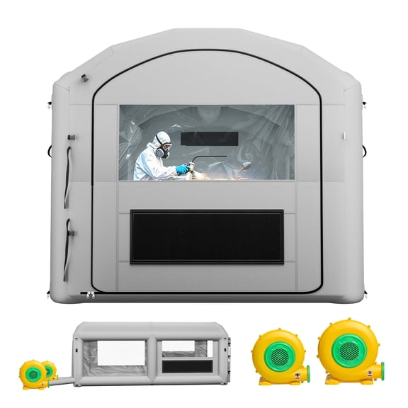 VEVOR Inflatable Paint Booth, 20 x 10 x 8 ft, Portable Spray Booth with 480W 750W Blowers and Large Filter Cotton, Arched Roof Blow Up Painting Tent for ATV, Motorcycle, and Medium Furniture, Gray