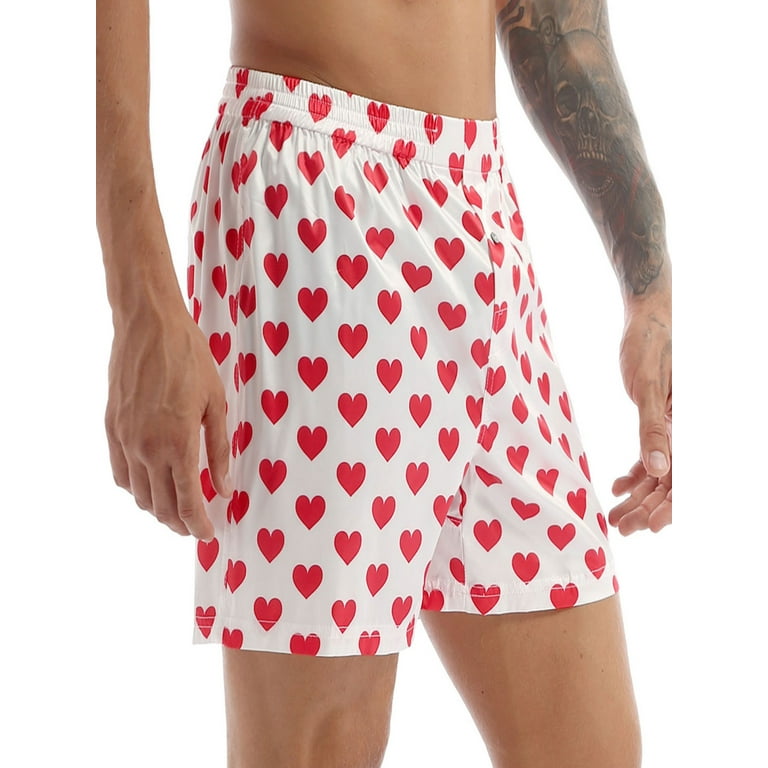 MSemis Men's Satin Lips Heart Printed Boxer Shorts Summer Lounge Underwear  Beach Cargo Board Shorts, Red Lip Print, XX-Large : : Clothing &  Accessories