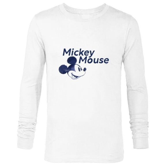 Disney Mickey Mouse Head with Name Retro Vintage Classic - Long Sleeve T-Shirt for Men - Customized-White