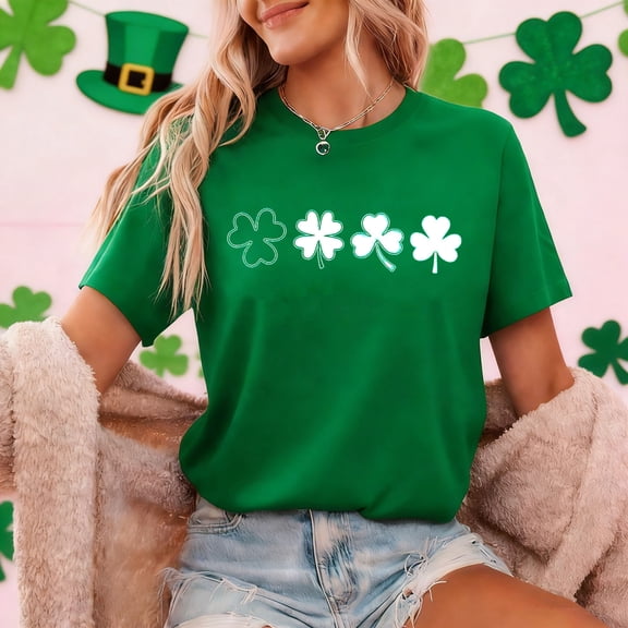 CLOISE Women Short Sleeve Tops St Patricks Day Plus Size Green Shirts Crewneck Holiday Irish Themed Pullover Holiday Blouses