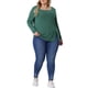 thumbnail image 2 of Blusas de túnica casual de manga larga con cuello cuadrado y botones laterales para mujeres de tallas grandes Agnes Orinda 4X verde, 2 of 6
