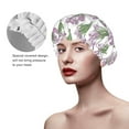 thumbnail image 5 of Tulips Flowers Light Purple Shower Cap, Reusable Bath Hair Hat for all Hair Lengths Hair Cover with Elastic Band Double Waterproof Layers Bathing Hat, 5 of 5