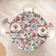 thumbnail image 4 of Ambesonne Floral Fitted Round Tablecloth, Botanical Spring Watercolor, 56"- 60" Diameter, Dark Salmon Sage Green, 4 of 5