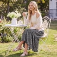 thumbnail image 5 of Enmain Flowy Maxi Skirt for Women Floral Pleated High Waist Drawstring Tiered Skirts with Pockets, 5 of 8