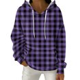 thumbnail image 3 of Women's Fashion Casual Plaid Print Pullover Long-Sleeve Hooded Sweatshirt, Trendy Fall Winter Fashion with Soft Fabric and Comfortable Fit for Casual Outings,Purple,XL, 3 of 6