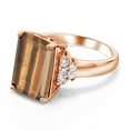 thumbnail image 3 of Gem Stone King 18K Rose Gold Plated Silver Brown Tiger Eye Ring for Women (6.80 Cttw, Gemstone Birthstone, Emerald Cut 14X10MM, Available in Size 5, 6, 7, 8, 9), 3 of 5
