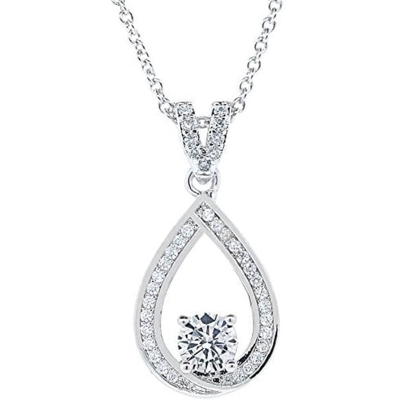 Cate & Chloe Arabella 18k White Gold Plated Pendant Necklace with Simulated Diamonds for Women