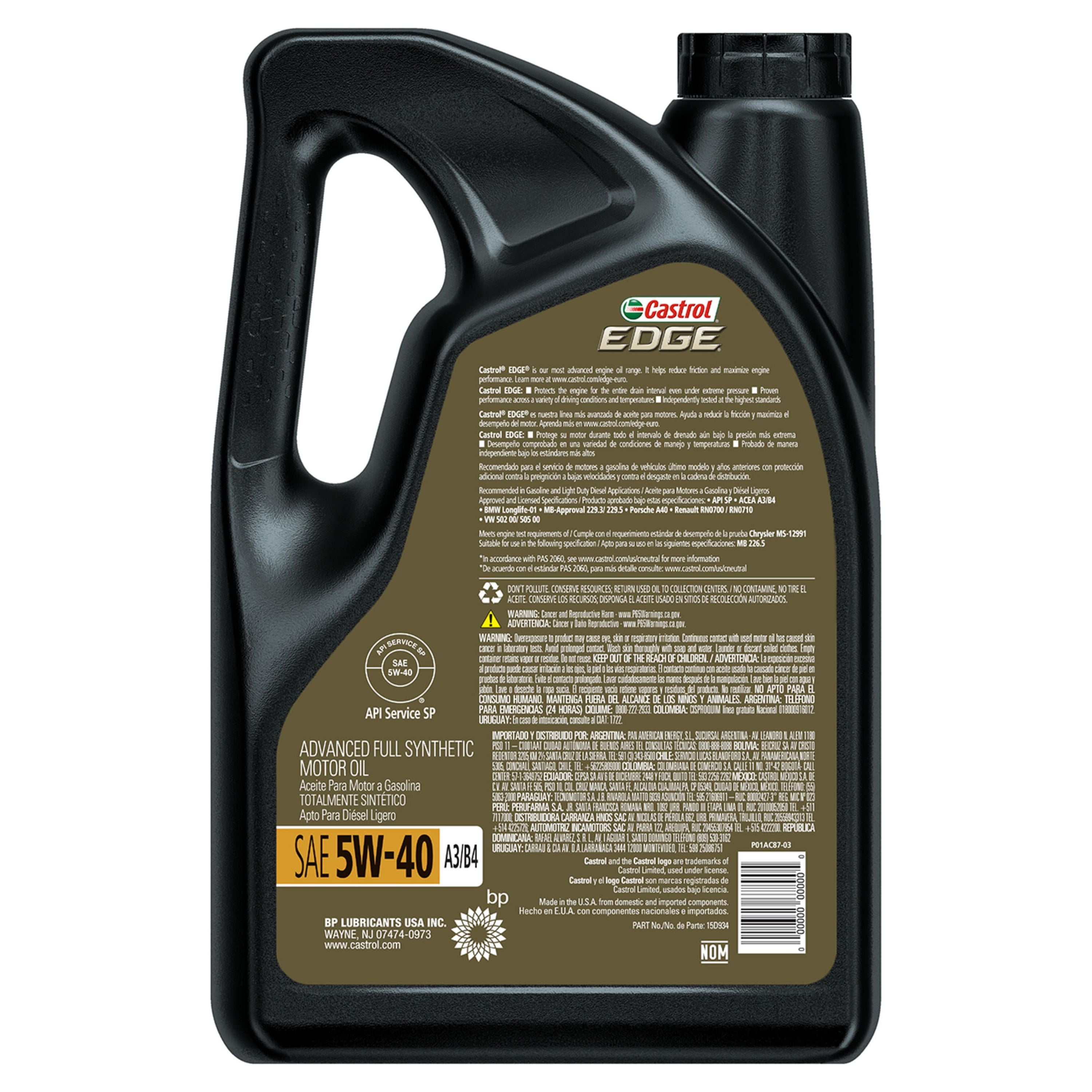 Castrol EDGE Turbo Diesel 5W-40 Aceite de Motor 5L : : Coche y moto