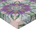 thumbnail image 4 of Ambesonne Flowers Fitted Sheet, Fractal Look Floral Print, Twin Size, Violet Green Blue, 4 of 5