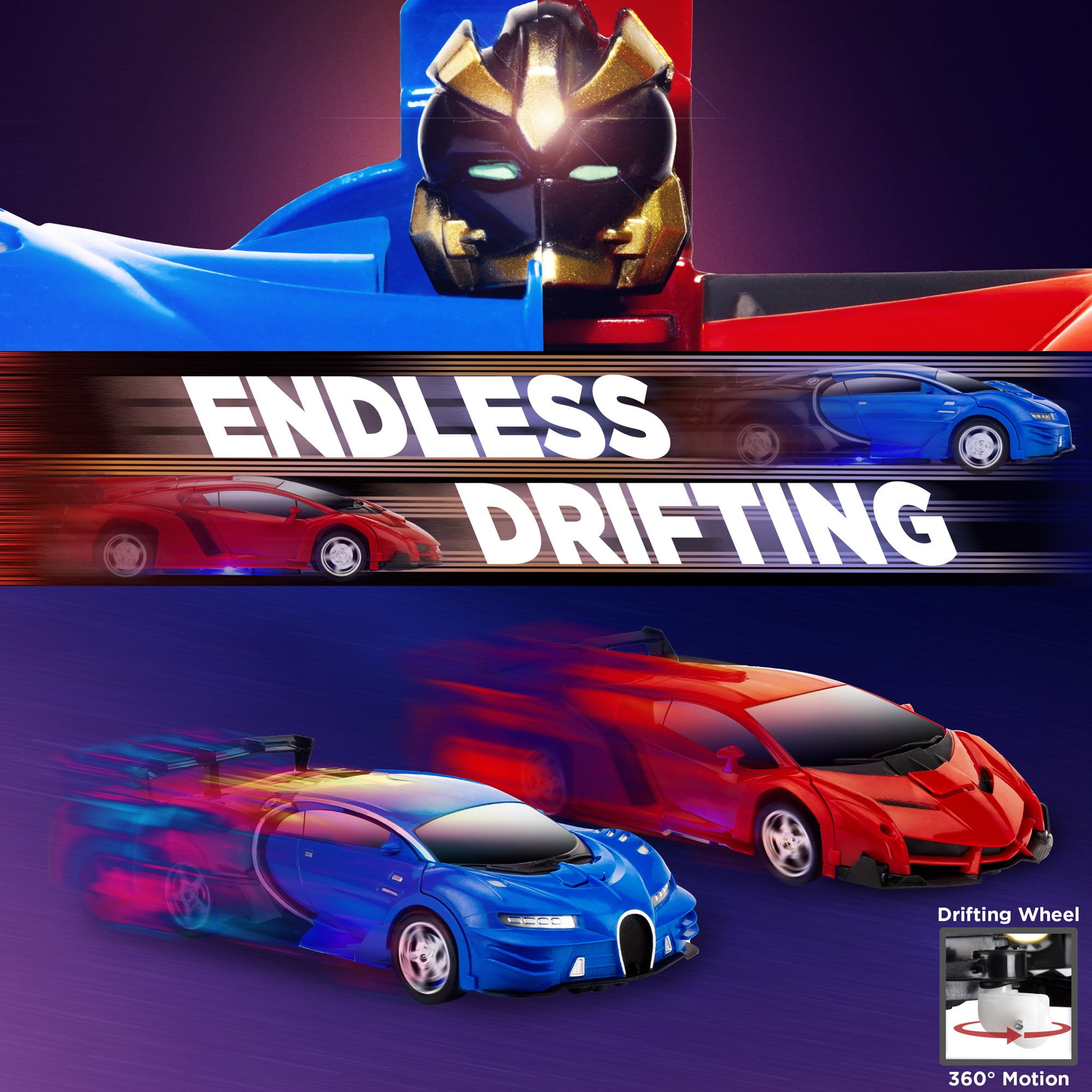 Remote Control Car Transform Robot RC Car Toy, 1:18 Scale Racing Sports Cars with LED Light for Kids Boys Girls 5+