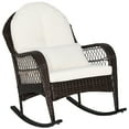 thumbnail image 2 of Costway Patio Wicker Rocking Chair W/Seat Back Cushions & Lumbar Pillow Porch Off White, 2 of 8