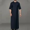 thumbnail image 2 of XDZJLR Men Shirts New Arab Muslim Casual Short Sleeve Loose Robe Shirts for Men, 2 of 4