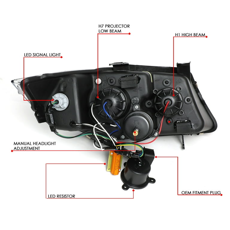 DNA Motoring HL-3D-E9005-BK-M-NEW For 2006 to 2008 BMW E90 3