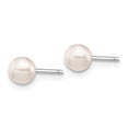 thumbnail image 2 of Finest Gold 14K White Gold 4-5 mm Round White Saltwater Akoya Earrings, 2 of 3