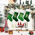 thumbnail image 4 of Dserhfy 1Pc Christmas Green Stocking Golden Letter Plush Top Large Handmade Reusable Xmas Tree Hanging Gift Bag Sock Pendant Holiday Party Decoration Festival Gift, 4 of 8