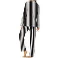 thumbnail image 6 of SDNall Button Pajamas for Women Set Stripe Long Sleeve Button Down Shirts with Pocket Comfy Pants Pajama Set for Daily Home Wear (S-3XL,White), 6 of 8