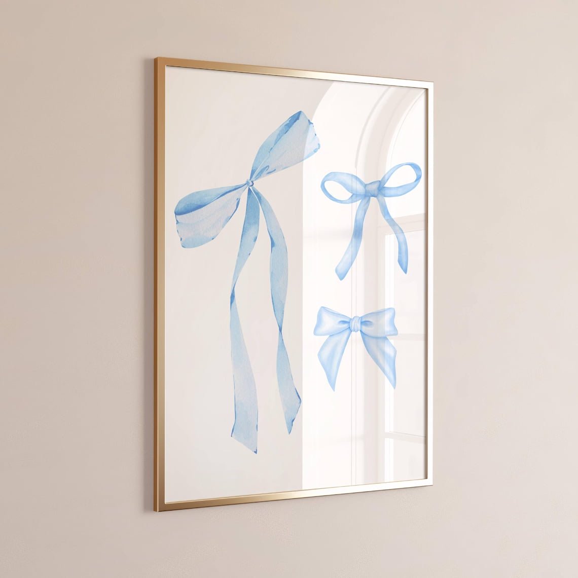Blue Bow Art Print Cute Minimalist Wall Decor Feminine Aesthetic Girly Chic Room Or Vanity Poster Y2K Inspired Wall Art Modern Wall Decor