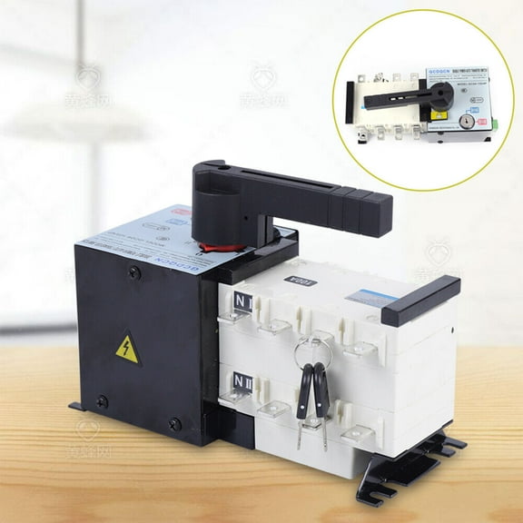 White and Black Dual Power Transfer Switch, Automatic Changeover Switch, 4P 100A Transfer Switch 9.64*4.13*7.48 in