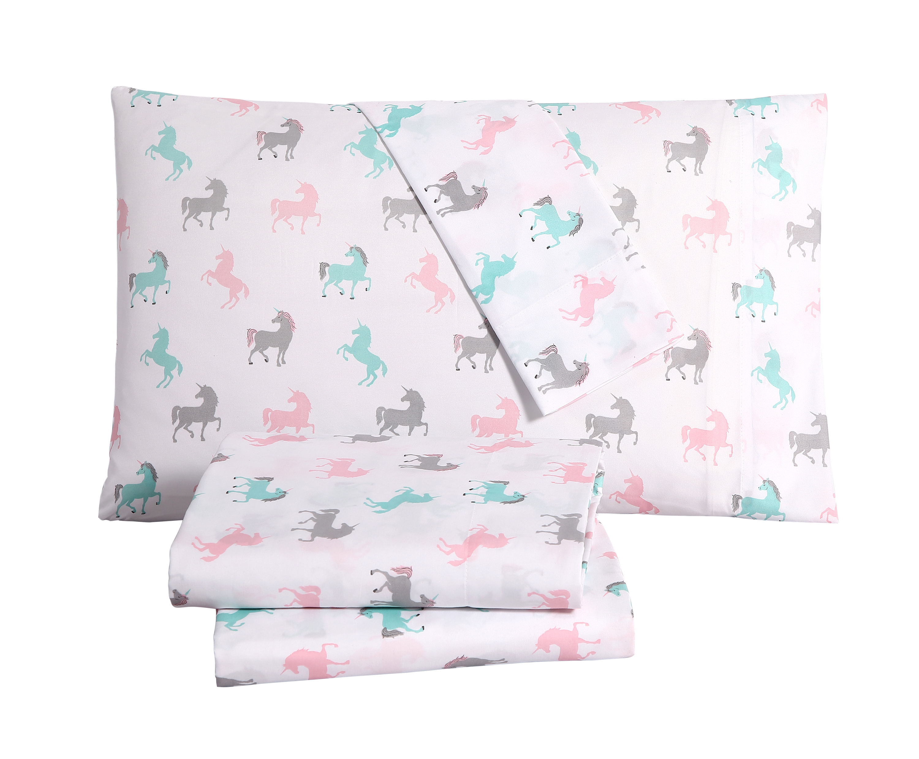 VCNY Home Tie Dye Unicorn Kids Bed Sheet Set, Full, Pink ...