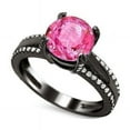 thumbnail image 2 of Gems & Jewels 2.40 Ct Round Cut Pink Sapphire Wedding Engagement Thanksgiving Christmas Halo Ring 14K Black Gold Plated 925 Sterling Silver For Women's -10, 2 of 3