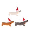 thumbnail image 2 of 3x Colgantes De Navidad Adorno Perro Salchicha Marrón Y Blanco Y Gris BLESIY  Colgante, 2 of 7
