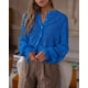 thumbnail image 3 of Blusa de Encaje para Mujer PRETTYGARDEN Manga Larga con Botones Azul L, 3 of 8