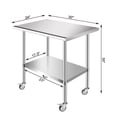 thumbnail image 2 of PRIJESSE Stainless Steel Commercial Kitchen Prep & Work Table with 4 Casters (Wheels) - 30 L x 24 W Inches, 2 of 10