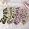 thumbnail image 3 of Ksopiavobs 6-Pack Cute Girly Stylish Floral Cottoncore Ankle Socks for Women, 3 of 4