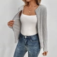 thumbnail image 6 of ClodeEU Women's Long Sleeve Zip Up Sweater ,Lightweight Cardigan Knitted Slim Fit Jacket Gray,Womens Plus XXL, 6 of 9