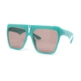 thumbnail image 2 of Flat Top Oversized Rectangular Plastic Retro Racer Fashion Sunglasses Green - Brown, 2 of 4