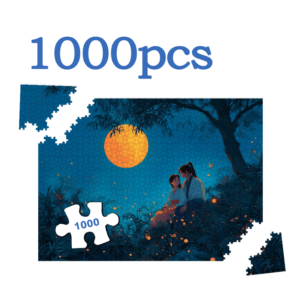 A Box of 1000pcs Adult Jigsaw Puzzle Featuring a "Starlight in the Trees" Design, High Difficulty Level, Suitable for Adults, Family Entertainment.29.4*19.6 in