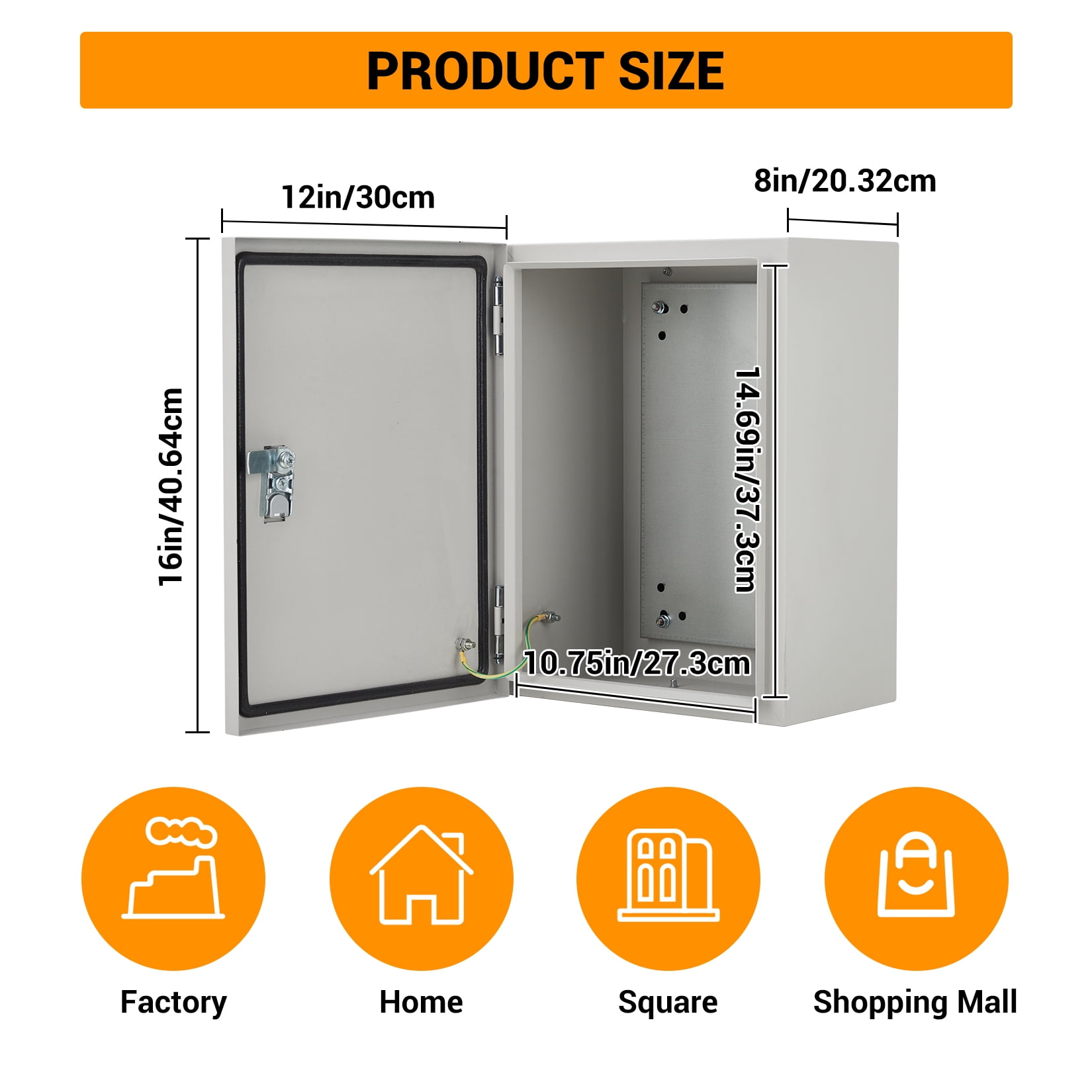 Accreate Stainless Steel Electrical Enclosure Box, NEMA 4X, IP67 Waterproof & Dustproof, Lockable Outdoor Junction Box with Mounting Plate & Keys for Indoor/Outdoor Use