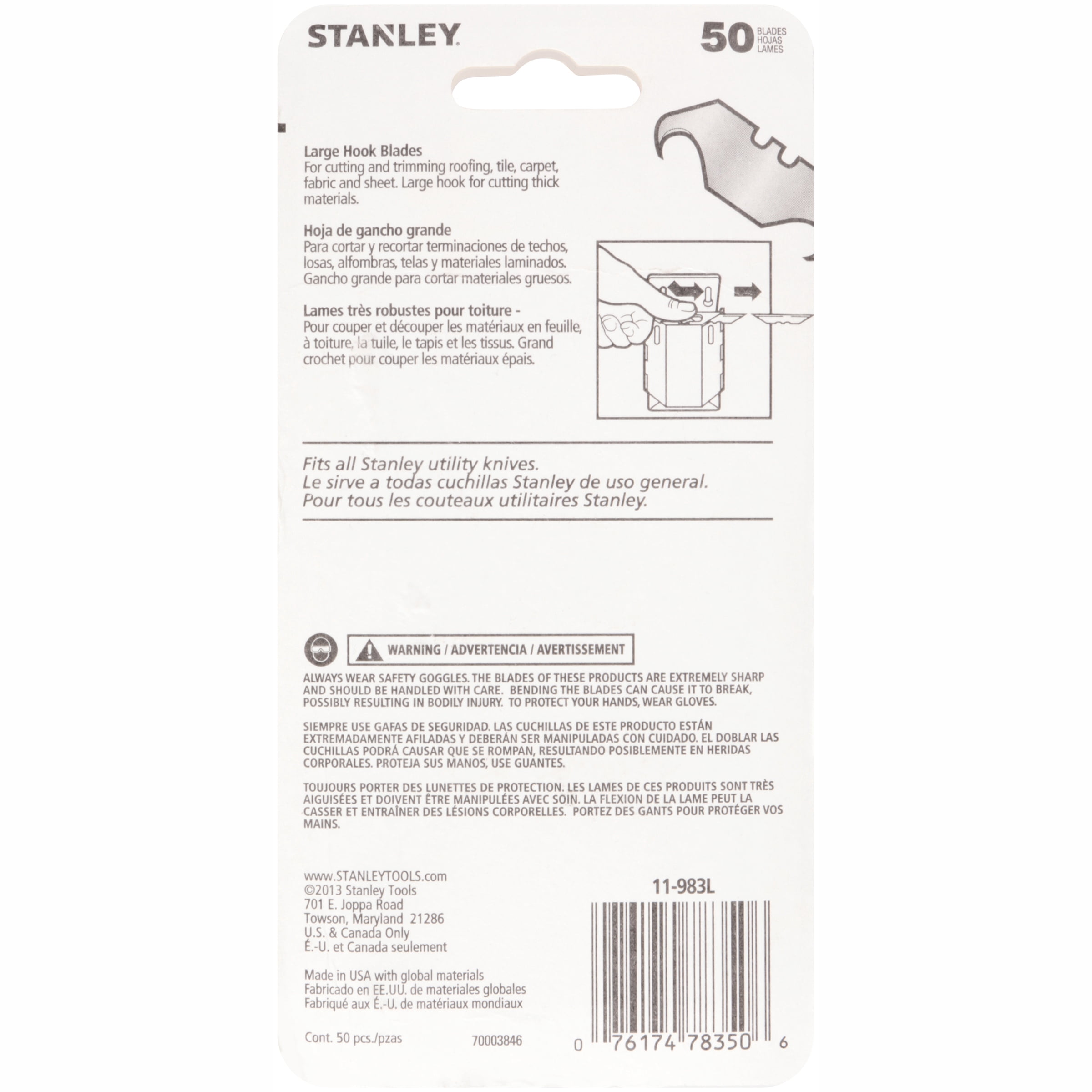 Stanley® Large Hook Blades 50 ct Carded Pack