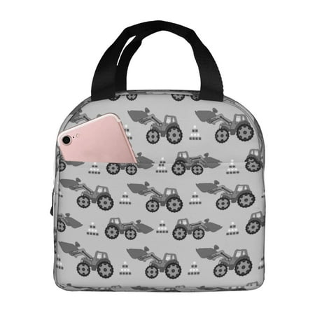 Insulated Lunch Bag for Women Men - Gray Tractor Leakproof Cooler Lunch Box for Women Men  Lunch Tote Bags for Work School Picnic Travel
