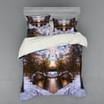 thumbnail image 1 of Ambesonne Landscape Bedding Set 4 Pcs, Snowy Winter Park Lake, Queen, Brown and White, 1 of 3