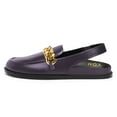 thumbnail image 2 of YDN Women Round Toe Chains Slingback Flats Elastic Strap Heeled Loafers Casual Daily Dress Walking Shoes Size 7.5 Purple, 2 of 4