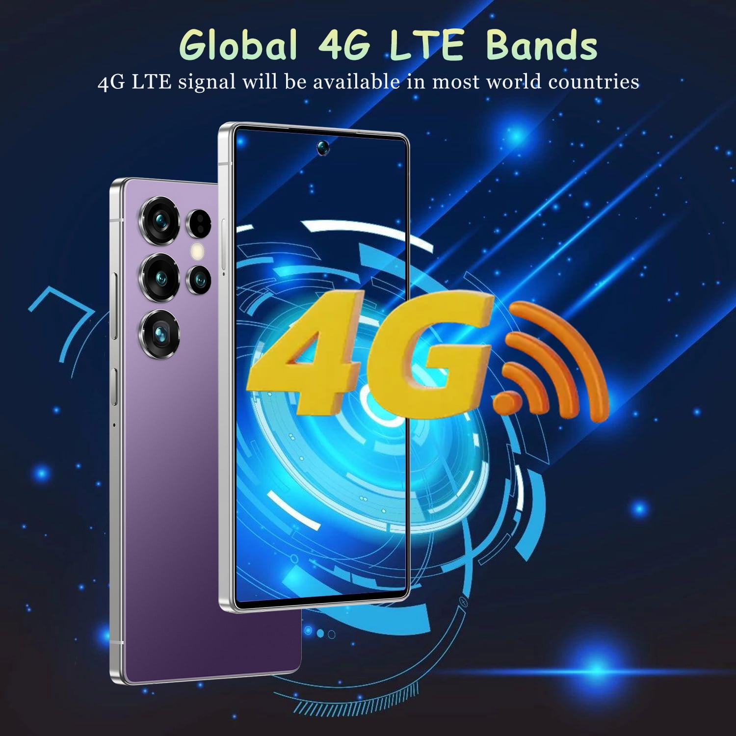 U25 Ultra 4G Unlocked Smartphone, 8GB+256GB Fully Cell Phone for Android 14, 6.8" Unlocked Cell Phone, 4500mAh, 13MP+48MP Dual Camera/Dual SIM(Purple)