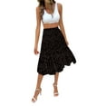 thumbnail image 3 of Women Polka Dot Printed Elastic Waist Band Midi Skirt Puffy Princess Skirt Club Basic Leisure Dailywear, 3 of 7