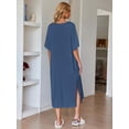 thumbnail image 6 of Ekouaer Women's Nightgown Short Sleeve Loungewear Long Casual Sleepwear Maxi Lounge Dress House Dresses with Pockets, 6 of 7