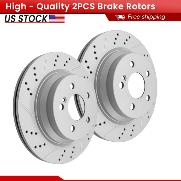 ACB ZONE Rear Brake Rotors Set for Mercedes-Benz CLS400 E320 E350 E550 GLK250 GLK350, Drilled & Slotted Disc Rotors Kit (980270LR)