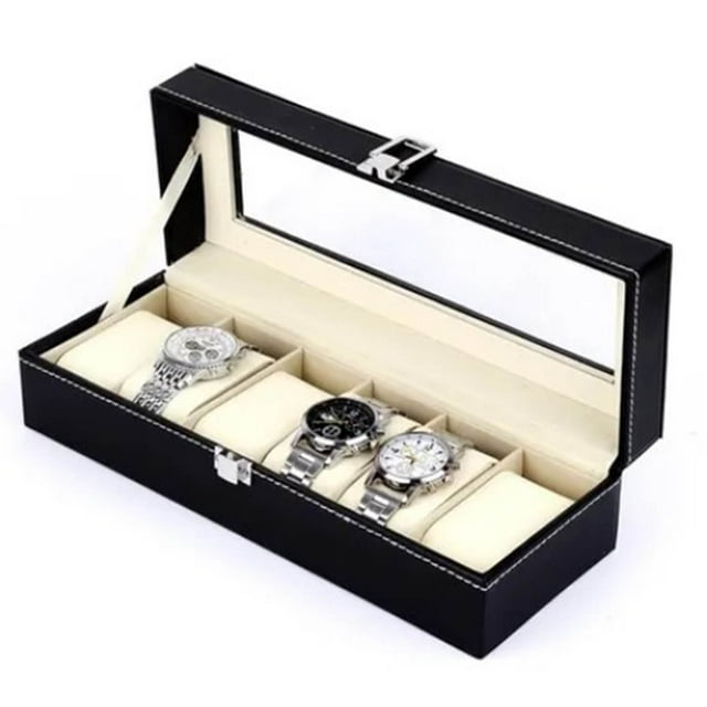 Organizador de reloj Jadeshay vitrina con 6 ranuras caja de almacenamiento diseño revolucionario