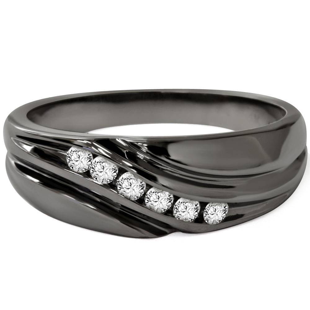 1/4ct Diamond Mens Wedding Ring 14K Black Gold - Walmart.com